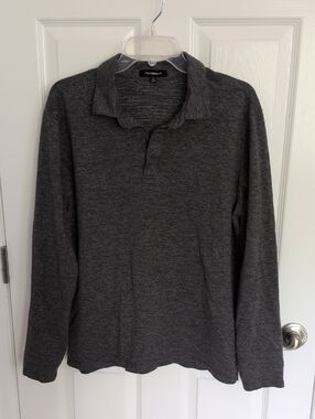 WestZeroOne Men's Long Sleeve Dark Gray Space Dyed Polo - XL